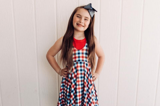 Red, white and blue gingham